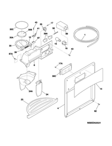 Ice & Water Dispenser Diagram and Parts List for FFSS2614QE2A  Frigidaire Refrigerator