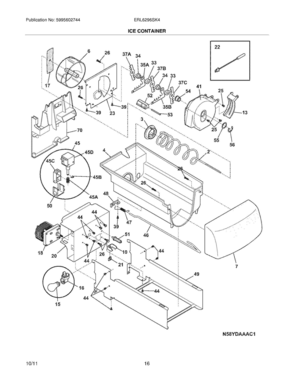 17 - ICE CONTAINER Diagram and Parts List for ERL6296SK4  Frigidaire Refrigerator