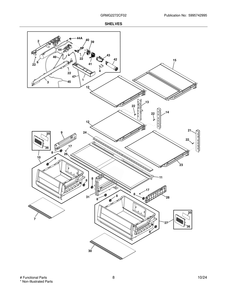 Shelves Diagram and Parts List for GRMG2272CF02  Frigidaire Refrigerator
