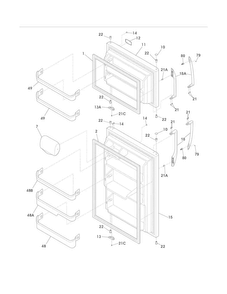 Door Diagram and Parts List for FFHI2126LK2  Frigidaire Refrigerator