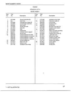 Range Basic Body Page 2 Diagram and Parts List for 2819A  Frigidaire Range