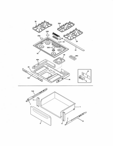 Top/drawer Diagram and Parts List for 79032602310  Kenmore Range