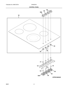 Control Panel Diagram and Parts List for 00462053A  Frigidaire Range
