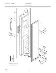 Freezer Door Diagram and Parts List for CRSEH237AW0  Frigidaire Refrigerator