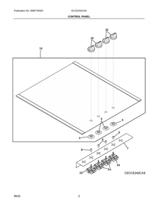 Control Panel Diagram and Parts List for ECCE242CAS  Frigidaire Cooktop