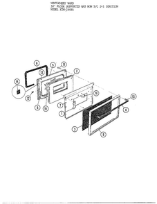30` Floor Oven Door Diagram and Parts List for 3448A  Frigidaire Range