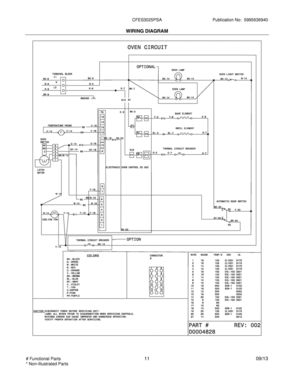 11 - WIRING DIAGRAM Diagram and Parts List for CFES3025PSA  Frigidaire Range