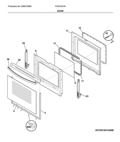 Door Diagram and Parts List for FCRC3012ABC  Frigidaire Range