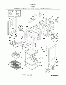 Body Diagram and Parts List for 79094179312  Kenmore Range