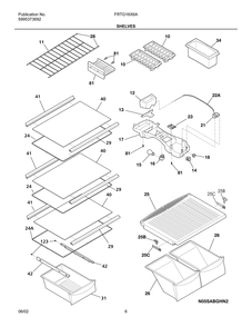 Shelves Diagram and Parts List for FRTG16X6AQ1  Frigidaire Refrigerator