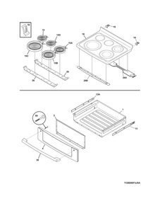 Top/drawer Diagram and Parts List for CEI30EF3JSB  Electrolux Range