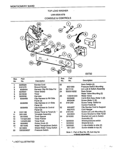 Console And Controls Diagram and Parts List for 6506B  Frigidaire Washer