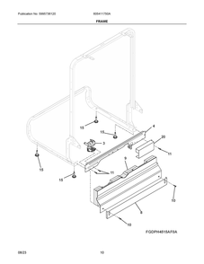 Frame Diagram and Parts List for 605411750A  Frigidaire Dishwasher
