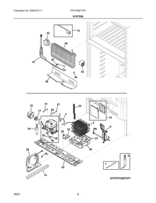 System Diagram and Parts List for FPHT2097VF0  Frigidaire Refrigerator