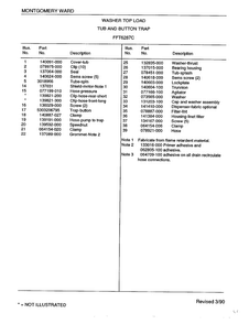 Tub And Washer Button Trap Page 2 Diagram and Parts List for 6287C  Frigidaire Washer