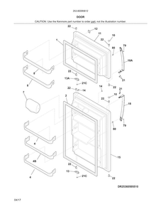 Door Diagram and Parts List for 25360085612  Kenmore Refrigerator