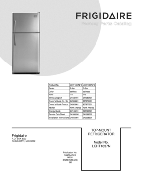 01 - COVER Diagram and Parts List for LGHT1837NF4  Frigidaire Refrigerator