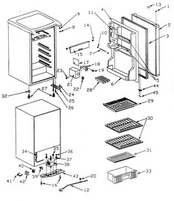 ice cube tray ... labeled as dishwasher  lower dish rack Diagram and Parts List for 56493445100  Kenmore Refrigerator