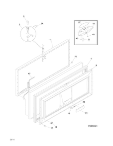 Door Diagram and Parts List for FGCH20M7LW3  Frigidaire Freezer
