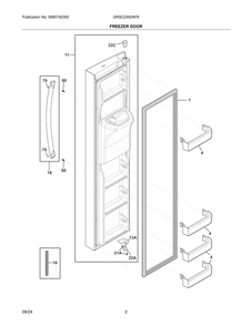 Freezer Door Diagram and Parts List for GRSC2352AF8  Frigidaire Refrigerator
