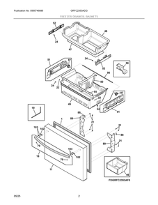 Freezer Drawer, Baskets Diagram and Parts List for GRFC2353ADG  Frigidaire Refrigerator