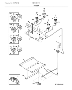 Burner Diagram and Parts List for FCRG3051ASB  Frigidaire Range