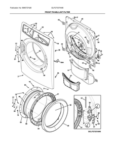 Front Panel/Lint Filter Diagram and Parts List for ELFG7337AW0  Frigidaire Dryer