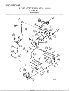 Burner Assy Diagram and Parts List for 2899A  Frigidaire Range