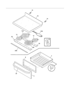 Top/drawer Diagram and Parts List for FFEF3012XSA  Frigidaire Range