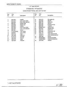Door Front Panel/lint Filter Page 2 Diagram and Parts List for 8308-87C  Frigidaire Dryer