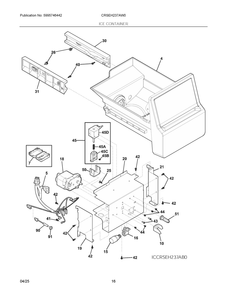 Ice Container Diagram and Parts List for CRSEH237AW0  Frigidaire Refrigerator