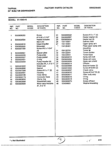 Parts List Diagram and Parts List for 61-1083-10  Frigidaire Dishwasher