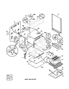 Body Diagram and Parts List for GEF365BHSA  Frigidaire Range