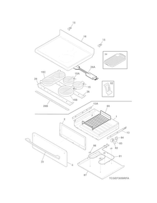 Top/drawer Diagram and Parts List for CGEF3059RFA  Frigidaire Range