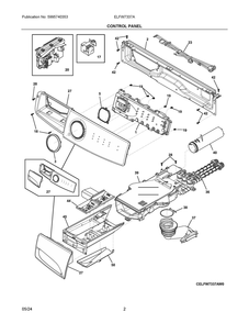 Control Panel Diagram and Parts List for ELFW7337AW1  Frigidaire Washer