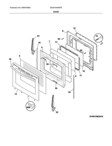 Door Diagram and Parts List for BGGF3045RFB  Frigidaire Range