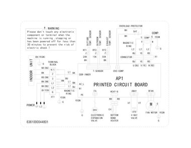 Wiring Diagram Diagram and Parts List for FFHP183CS20  Frigidaire Air Conditioner