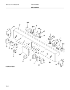Backguard Diagram and Parts List for FPEH3077RFB  Frigidaire Range