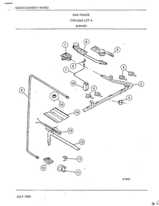 Burner Diagram and Parts List for 2828A  Frigidaire Range