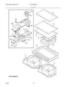 Shelves Diagram and Parts List for FFTR1835VWA  Frigidaire Refrigerator