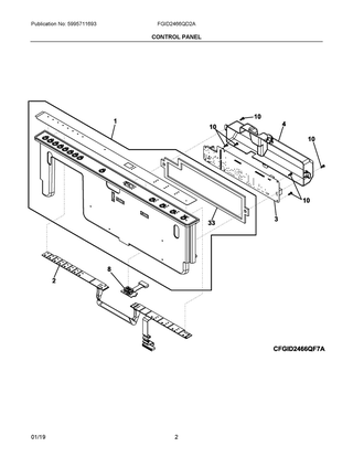 Control Panel Diagram and Parts List for FGID2466QD2A  Frigidaire Dishwasher