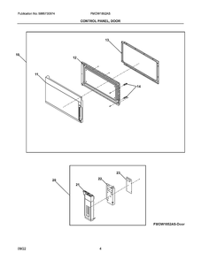 Control Panel, Door Diagram and Parts List for FMOW1852AS  Frigidaire Microwave