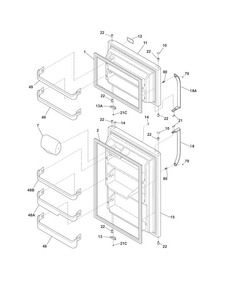 Doors Diagram and Parts List for FFTR2126PSB  Frigidaire Refrigerator