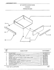 Storage Drawer Diagram and Parts List for 4427A  Frigidaire Range