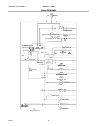 Wiring Schematic Diagram and Parts List for FFHS2311LBHA  Frigidaire Refrigerator
