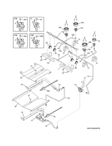 Burner Diagram and Parts List for LFGS3025PFC  Frigidaire Range