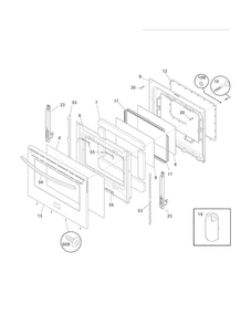 Door Diagram and Parts List for LGEF3043KFK  Frigidaire Range