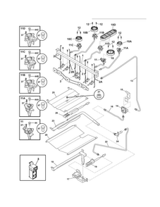 Burner Diagram and Parts List for DGGF3042KFM  Frigidaire Range