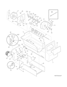 Ice Container Diagram and Parts List for FFSS2614QE5A  Frigidaire Refrigerator