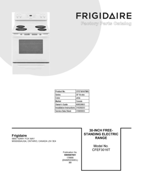 01 - COVER SHEET Diagram and Parts List for CFEF3016TWA  Frigidaire Range